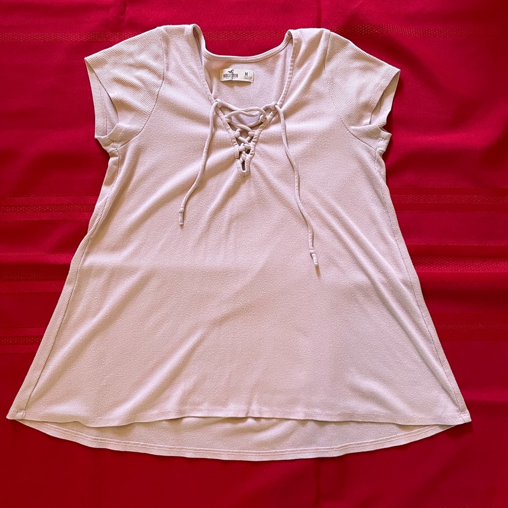 Medium pink criss cross and tie t- shirt